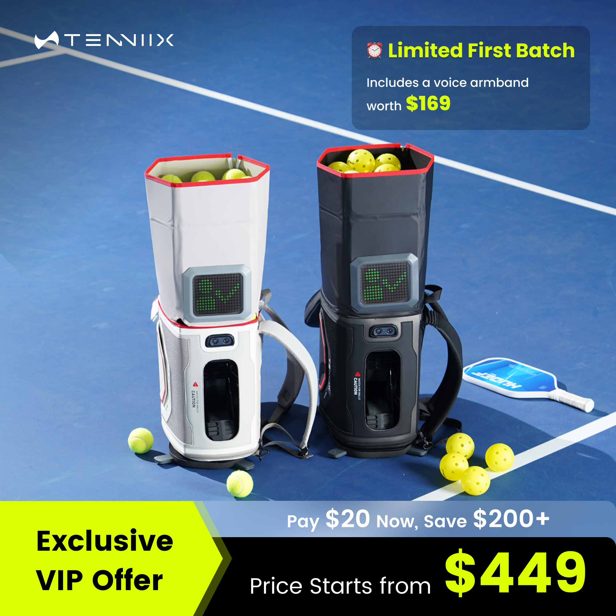 Tenniix OMNI World's First AI Multi-Racket Robot Deposit