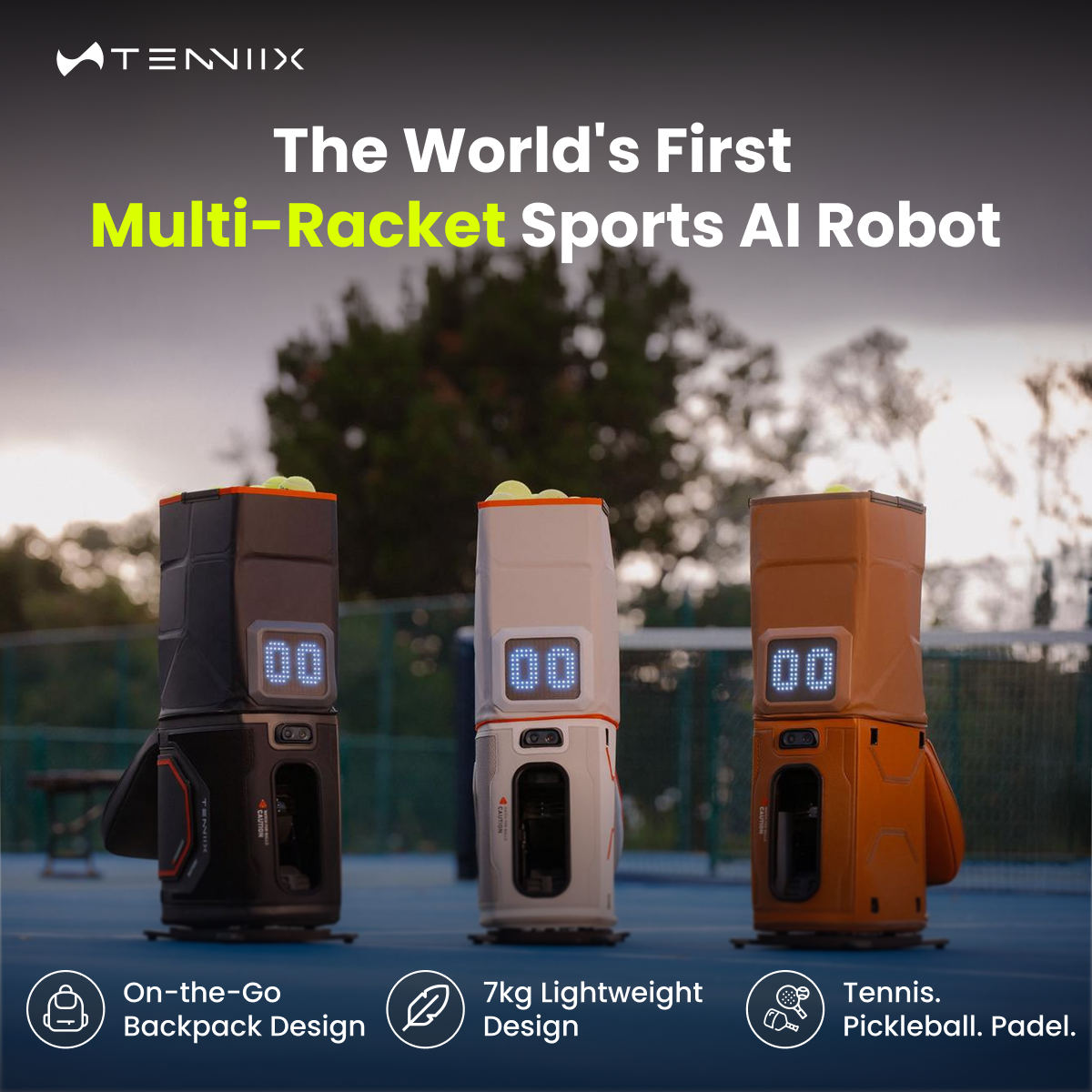 Tenniix OMNI World's First AI Multi-Racket Robot Deposit Reservation
